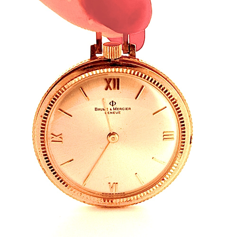Baume & Mercier St Christopher 18K gold 1.25” vintage pocket watch